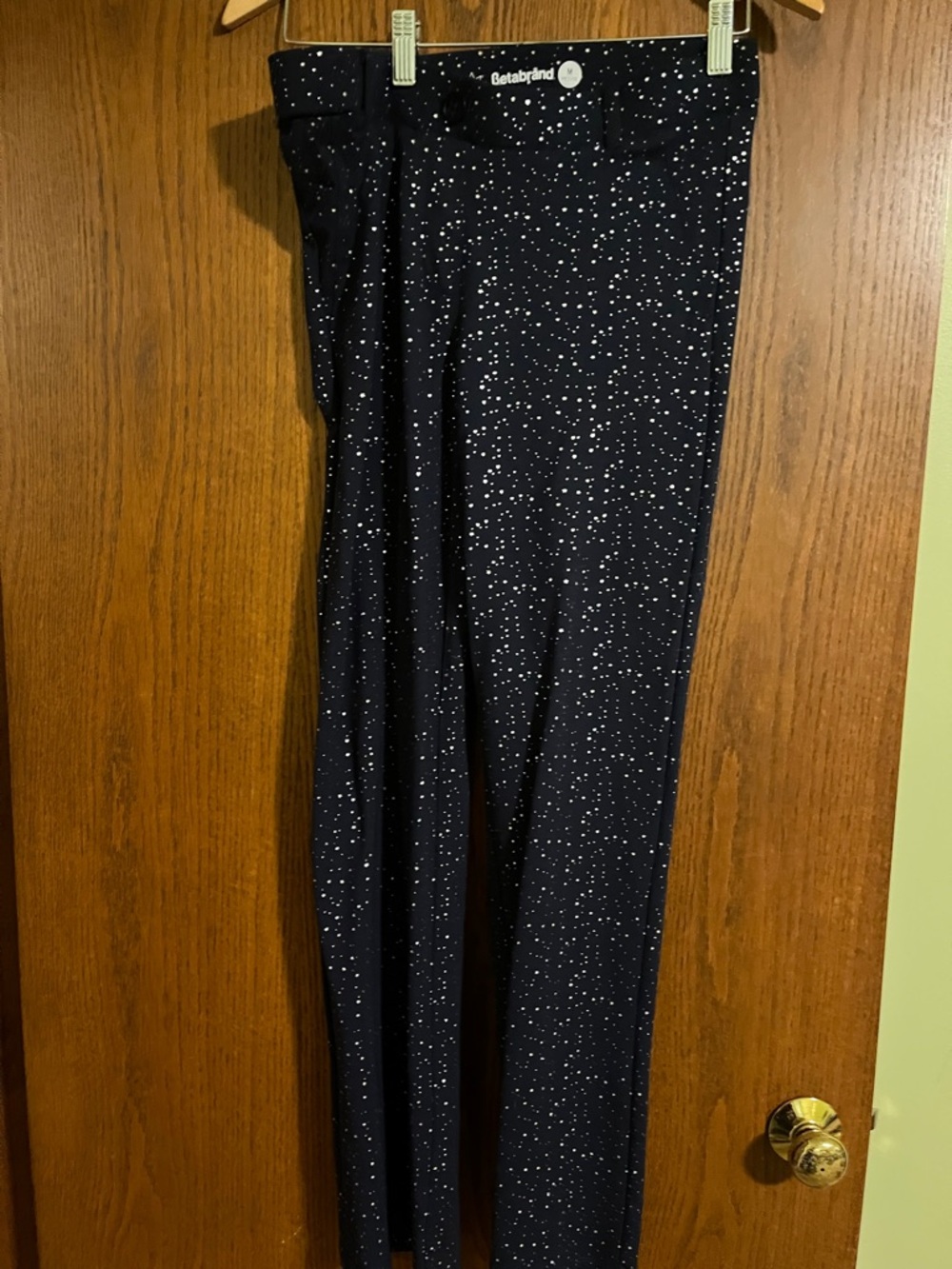 Betabrand Navy Skinny Pants with Silver StarS